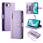 Handytasche aus Leder mit Reißverschluss und neun Kartenfächern, für iPhone 17 Pro Max, für iPhone 17 Pro, für iPhone 17, für iPhone Air, für iPhone 16e, für iPhone 16 Pro Max, für iPhone 16 Pro, für iPhone 16 Plus