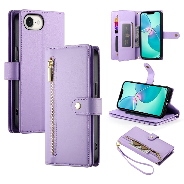 Handytasche aus Leder mit Reißverschluss und neun Kartenfächern, für iPhone 17 Pro Max, für iPhone 17 Pro, für iPhone 17, für iPhone Air, für iPhone 16e, für iPhone 16 Pro Max, für iPhone 16 Pro, für iPhone 16 Plus