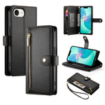 Handytasche aus Leder mit Reißverschluss und neun Kartenfächern, für iPhone 17 Pro Max, für iPhone 17 Pro, für iPhone 17, für iPhone Air, für iPhone 16e, für iPhone 16 Pro Max, für iPhone 16 Pro, für iPhone 16 Plus