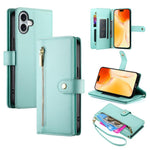 Handytasche aus Leder mit Reißverschluss und neun Kartenfächern, für iPhone 17 Pro Max, für iPhone 17 Pro, für iPhone 17, für iPhone Air, für iPhone 16e, für iPhone 16 Pro Max, für iPhone 16 Pro, für iPhone 16 Plus
