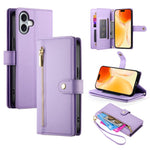 Handytasche aus Leder mit Reißverschluss und neun Kartenfächern, für iPhone 17 Pro Max, für iPhone 17 Pro, für iPhone 17, für iPhone Air, für iPhone 16e, für iPhone 16 Pro Max, für iPhone 16 Pro, für iPhone 16 Plus