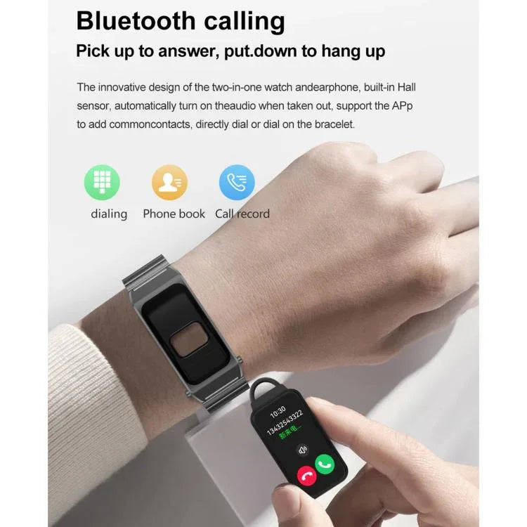 B7 Pro 1.5 inch 2 in 1 Bluetooth Earphone Silicone Strap Smart Watch, Support Heart Rate / Sleep Monitoring