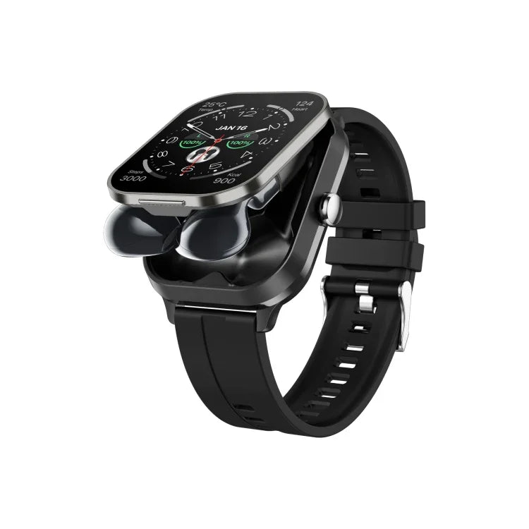 D8 Pro 2,01 Zoll 2-in-1 Bluetooth-Kopfhörer mit Silikonarmband für Smartwatch, NFC-Unterstützung und Schutzhülle