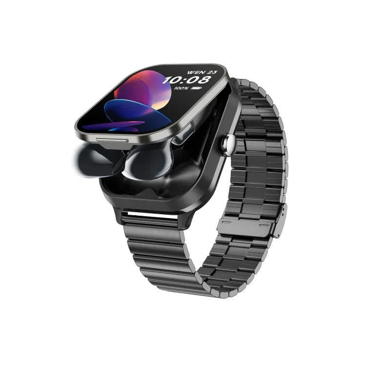 D8 Pro 2,01 Zoll 2-in-1 Bluetooth-Kopfhörer, Smartwatch mit Stahlarmband, NFC-Unterstützung und Schutzhülle