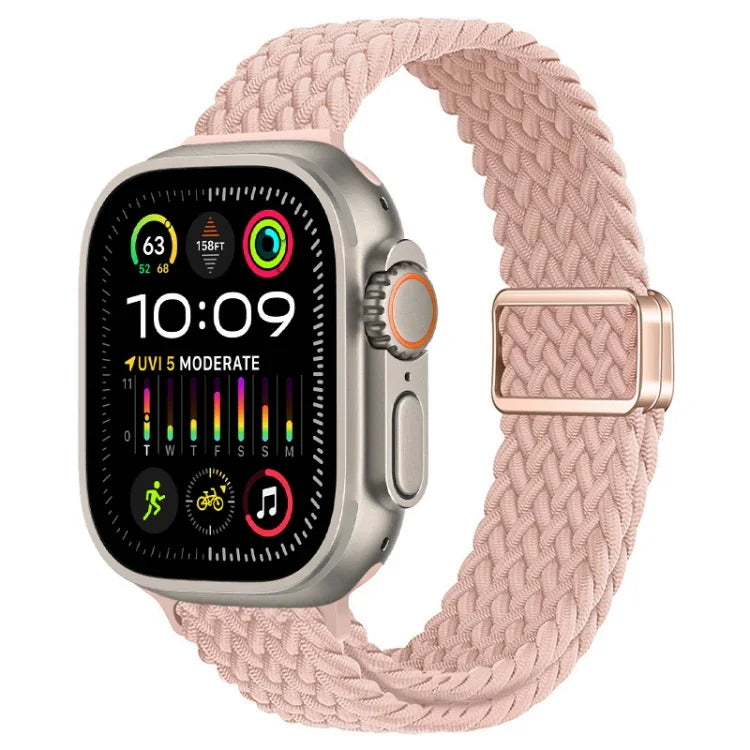 Slim Magnetic Buckle Nylon Braided Watch Band, For Apple Watch Ultra 2 49mm, For Apple Watch Series 9 45mm