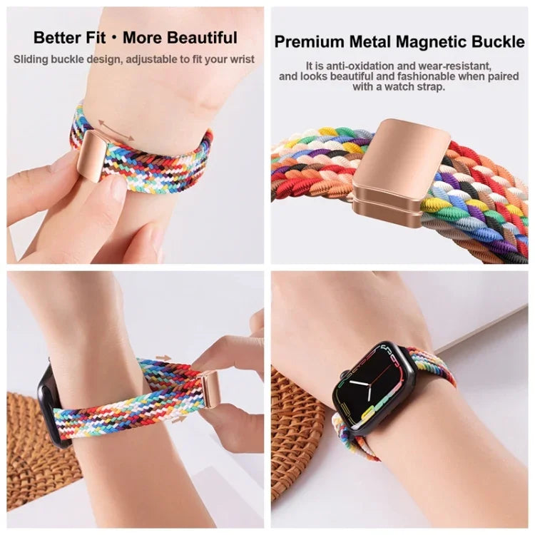 Slim Magnetic Buckle Nylon Braided Watch Band, For Apple Watch Series 10 46mm, For Apple Watch Series 10 42mm