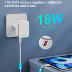 LDNIO A1204Q QC3.0 18W USB-Schnellladegerät mit 1m USB-auf-8-Pin-Kabel, EU-Stecker, UK-Stecker, US-Stecker