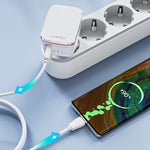 LDNIO A1204Q QC3.0 18W USB-Schnellladegerät mit 1m USB-auf-8-Pin-Kabel, EU-Stecker, UK-Stecker, US-Stecker