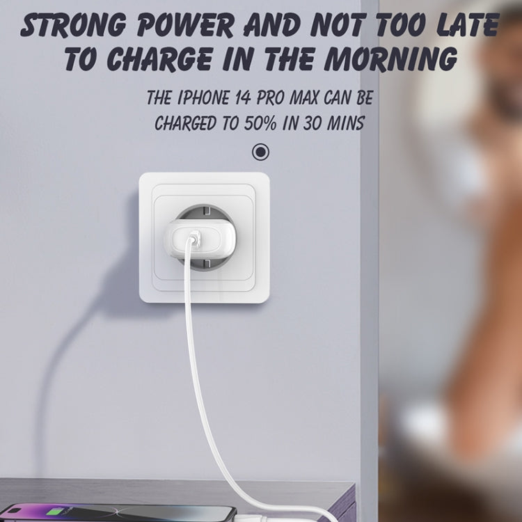 LDNIO A1206C PD27W USB-C / Typ-C Schnellladegerät mit 1m 8-Pin Kabel, EU-Stecker