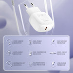 LDNIO A1206C PD27W USB-C / Typ-C Schnellladegerät mit 1m 8-Pin Kabel, EU-Stecker
