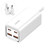 LDNIO A4610C PD65W Dual USB-C / Typ-C + Dual USB Schnellladegerät, Kabellänge: 1,5 m, EU-Stecker, A4610C (UK-Stecker), US-Stecker