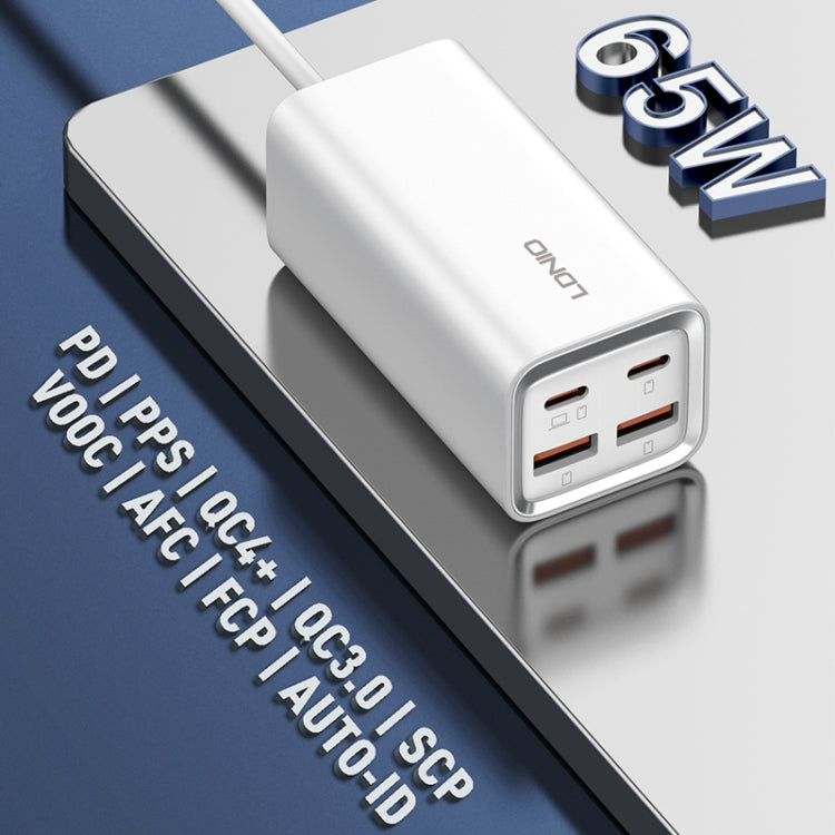 LDNIO A4610C PD65W Dual USB-C / Typ-C + Dual USB Schnellladegerät, Kabellänge: 1,5 m, EU-Stecker, A4610C (UK-Stecker), US-Stecker