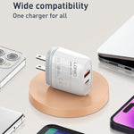 LDNIO Q229 QC3.0 / PD20W USB + Type-C Schnellladegerät mit 1m USB auf 8 Pin Kabel, EU Stecker, UK Stecker, US Stecker
