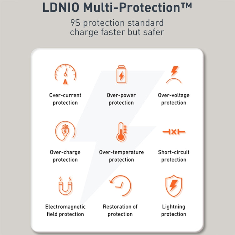 LDNIO Q229 QC3.0 / PD20W USB + Type-C Schnellladegerät mit 1m USB auf 8 Pin Kabel, EU Stecker, UK Stecker, US Stecker