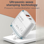 LDNIO Q229 QC3.0 / PD20W USB + Type-C Schnellladegerät mit 1m USB auf 8 Pin Kabel, EU Stecker, UK Stecker, US Stecker