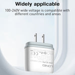 LDNIO Q229 QC3.0 / PD20W USB + Type-C Schnellladegerät mit 1m USB auf 8 Pin Kabel, EU Stecker, UK Stecker, US Stecker