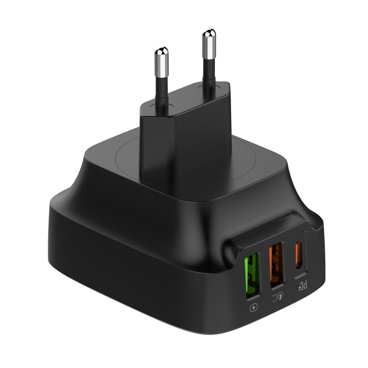 LDNIO Q334 32W Typ-C + Dual-USB-Anschluss-Ladegerät mit 1m Micro-USB-Datenkabel, EU-Stecker