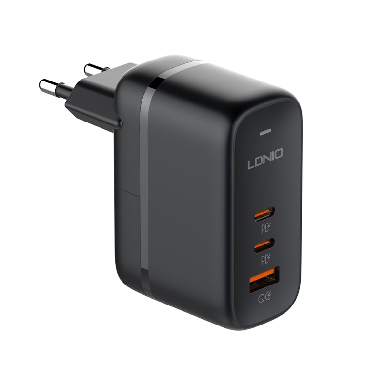 LDNIO Q366 65W USB + Dual Type-C Port Ladegerät mit 1m USB-C / Type-C auf USB-C / Type-C Datenkabel, EU-Stecker, UK-Stecker, US-Stecker