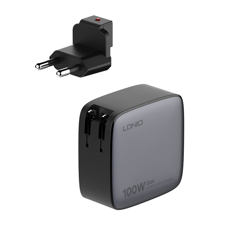 LDNIO Q408 100W GaN USB+3 USB-C / Typ-C Interface Ladegerät mit 1m 100W USB-C / Typ-C zu USB-C / Typ-C Datenkabel, EU Stecker, UK Stecker, US Stecker