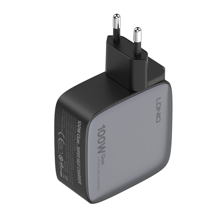 LDNIO Q408 100W GaN USB+3 USB-C / Typ-C Interface Ladegerät mit 1m 100W USB-C / Typ-C zu USB-C / Typ-C Datenkabel, EU Stecker, UK Stecker, US Stecker