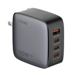 LDNIO Q408 100W GaN USB+3 USB-C / Typ-C Interface Ladegerät mit 1m 100W USB-C / Typ-C zu USB-C / Typ-C Datenkabel, EU Stecker, UK Stecker, US Stecker