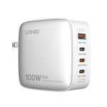 LDNIO Q408 100W GaN USB+3 USB-C / Typ-C Interface Ladegerät mit 1m 100W USB-C / Typ-C zu USB-C / Typ-C Datenkabel, EU Stecker, UK Stecker, US Stecker