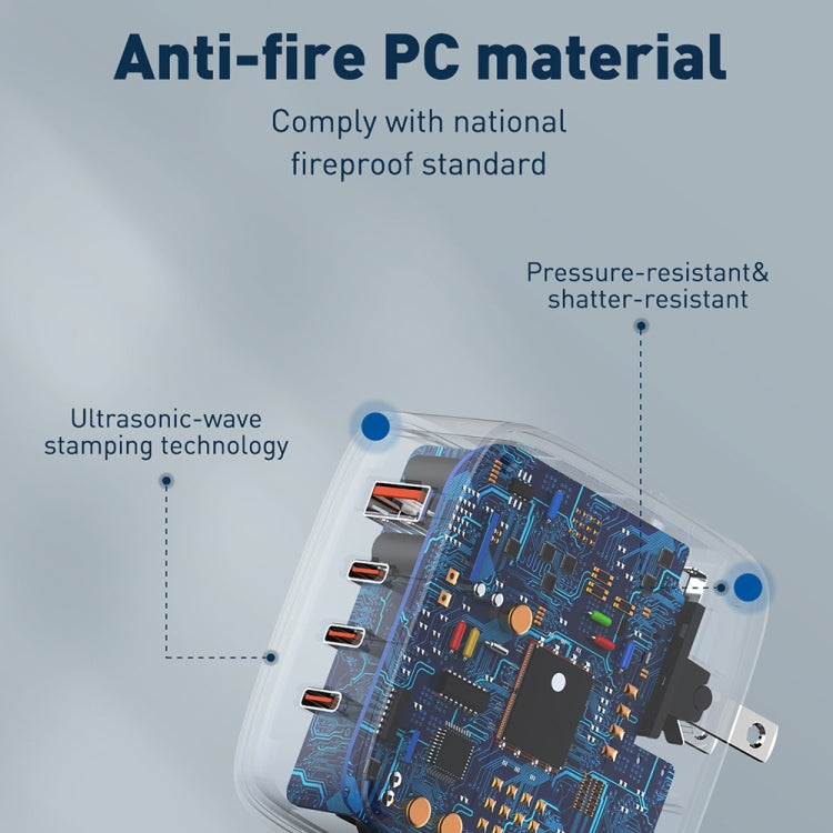 LDNIO Q408 100W GaN USB+3 USB-C / Typ-C Interface Ladegerät mit 1m 100W USB-C / Typ-C zu USB-C / Typ-C Datenkabel, EU Stecker, UK Stecker, US Stecker