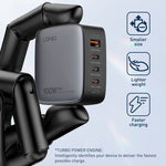 LDNIO Q408 100W GaN USB+3 USB-C / Typ-C Interface Ladegerät mit 1m 100W USB-C / Typ-C zu USB-C / Typ-C Datenkabel, EU Stecker, UK Stecker, US Stecker