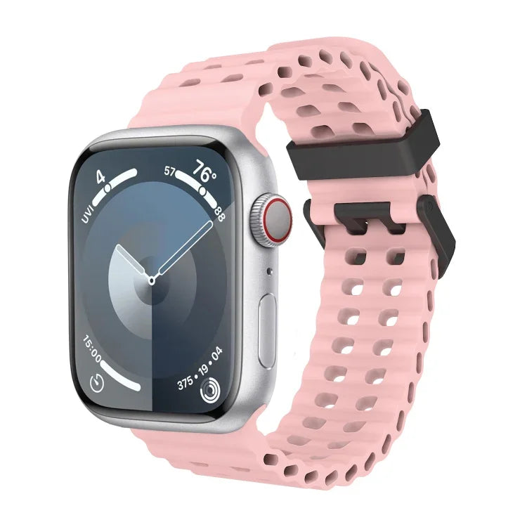 Ocean Dual-Row Hole Silicone Watch Band, For Apple Watch SE 2023 44mm, For Apple Watch Ultra 2 49mm, For Apple Watch Series 9 45mm