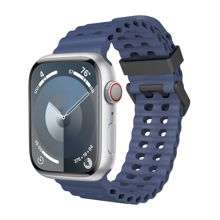Ocean Dual-Row Hole Silicone Watch Band, For Apple Watch Ultra 49mm, For Apple Watch Series 8 45mm, For Apple Watch SE 2022 44mm