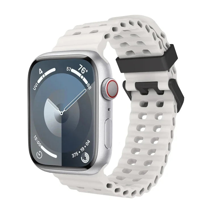Ocean Dual-Row Hole Silicone Watch Band, For Apple Watch Series 7 45mm, For Apple Watch SE 44mm, For Apple Watch Series 6 44mm