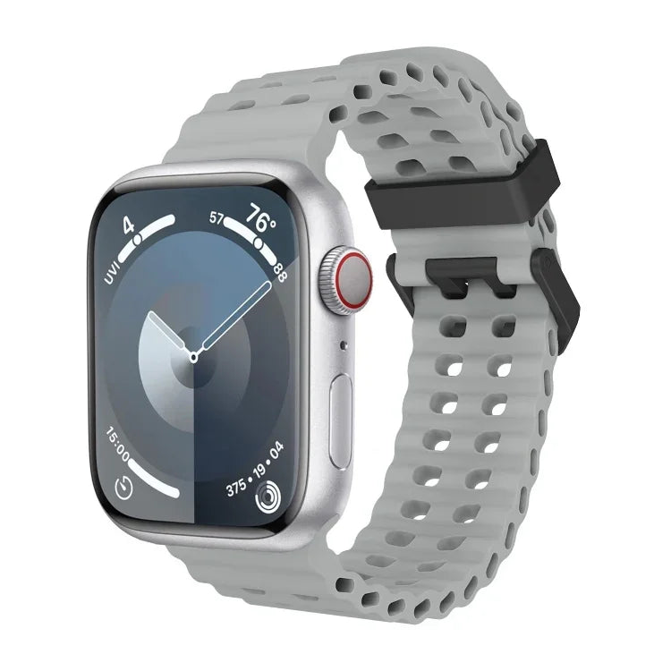 Ocean Dual-Row Hole Silicone Watch Band, For Apple Watch Series 7 45mm, For Apple Watch SE 44mm, For Apple Watch Series 6 44mm
