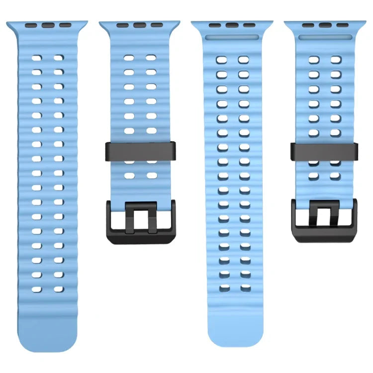 Ocean Dual-Row Hole Silicone Watch Band, For Apple Watch Ultra 49mm, For Apple Watch Series 8 45mm, For Apple Watch SE 2022 44mm