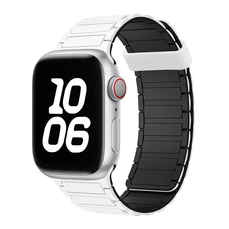 Magnetisches Silikon-Uhrenarmband mit drei Perlen, passend für Apple Watch SE 44 mm