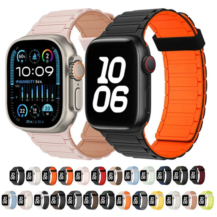 Tri-beads Magnetic Hoop Silicone Watch Band, For Apple Watch SE 40mm