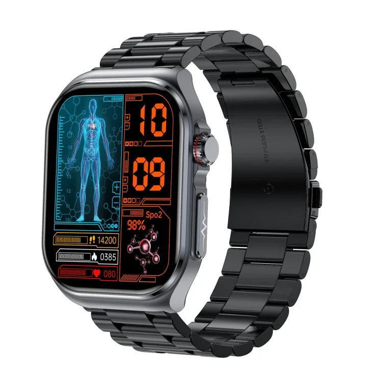 ET585 Smartwatch mit 2,04 Zoll Stahlarmband, IP68 wasserdicht, unterstützt EKG- und Blutzusammensetzungsmessung