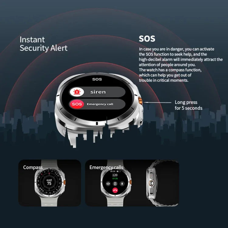 W7 1,43 Zoll IP68 wasserdichte Smartwatch mit Bewegungserinnerung und Schlafüberwachung