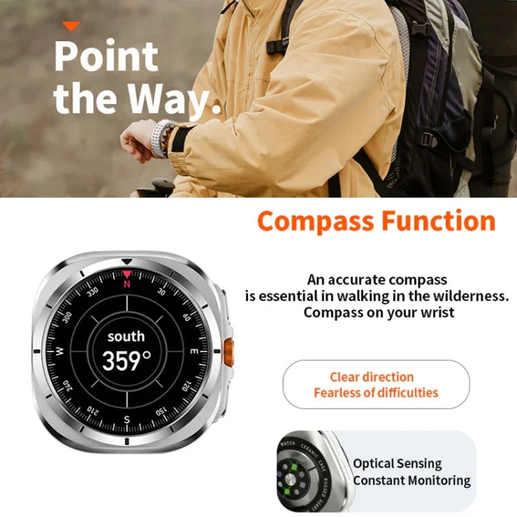 W7 1,43 Zoll IP68 wasserdichte Smartwatch mit Bewegungserinnerung und Schlafüberwachung