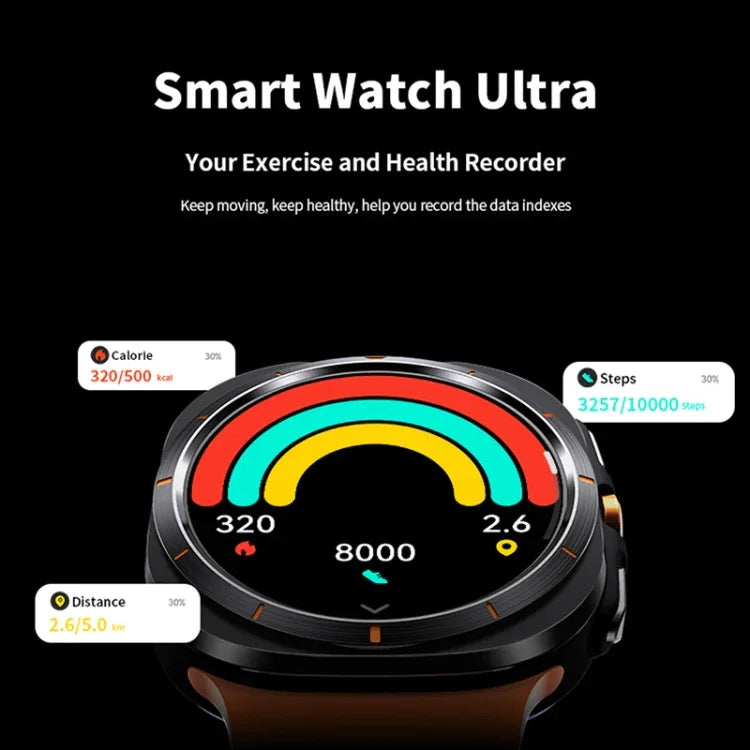 W7 1,43 Zoll IP68 wasserdichte Smartwatch mit Bewegungserinnerung und Schlafüberwachung
