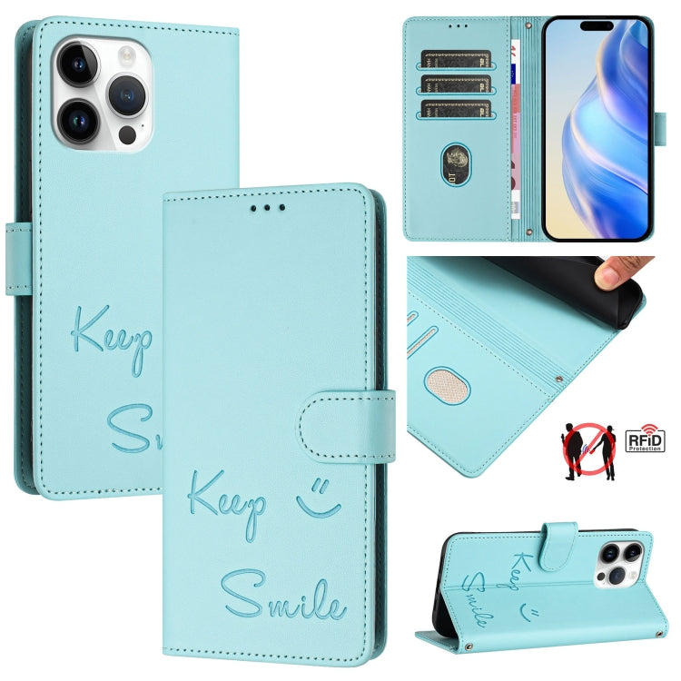 Smile Prägung RFID Leder-Handyhülle, Für iPhone 14 Pro Max, Für iPhone SE 2022 / 2020 / 8 / 7, Für iPhone 13 Pro Max, Für iPhone 13 Pro, Für iPhone 13 mini, Für iPhone 12 / 12 Pro, Für iPhone 12 Pro Max, Für iPhone 12 mini