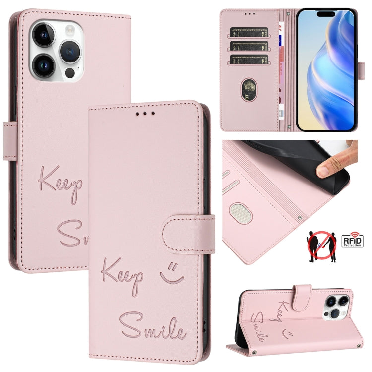 Smile Prägung RFID Leder-Handyhülle, Für iPhone 14 Pro Max, Für iPhone SE 2022 / 2020 / 8 / 7, Für iPhone 13 Pro Max, Für iPhone 13 Pro, Für iPhone 13 mini, Für iPhone 12 / 12 Pro, Für iPhone 12 Pro Max, Für iPhone 12 mini