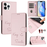 Smile Prägung RFID Leder-Handyhülle, Für iPhone 14 Pro Max, Für iPhone SE 2022 / 2020 / 8 / 7, Für iPhone 13 Pro Max, Für iPhone 13 Pro, Für iPhone 13 mini, Für iPhone 12 / 12 Pro, Für iPhone 12 Pro Max, Für iPhone 12 mini