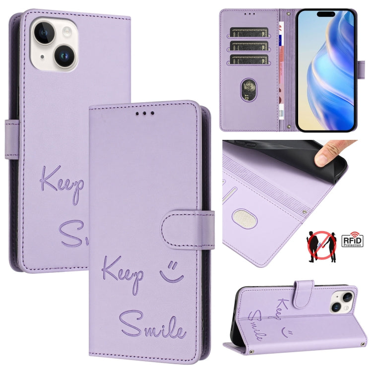 Smile Prägung RFID Leder-Handyhülle, Für iPhone 14 Pro Max, Für iPhone SE 2022 / 2020 / 8 / 7, Für iPhone 13 Pro Max, Für iPhone 13 Pro, Für iPhone 13 mini, Für iPhone 12 / 12 Pro, Für iPhone 12 Pro Max, Für iPhone 12 mini