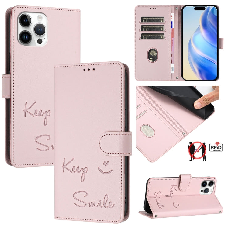 Smile Prägung RFID Leder-Handyhülle, Für iPhone 14 Pro Max, Für iPhone SE 2022 / 2020 / 8 / 7, Für iPhone 13 Pro Max, Für iPhone 13 Pro, Für iPhone 13 mini, Für iPhone 12 / 12 Pro, Für iPhone 12 Pro Max, Für iPhone 12 mini