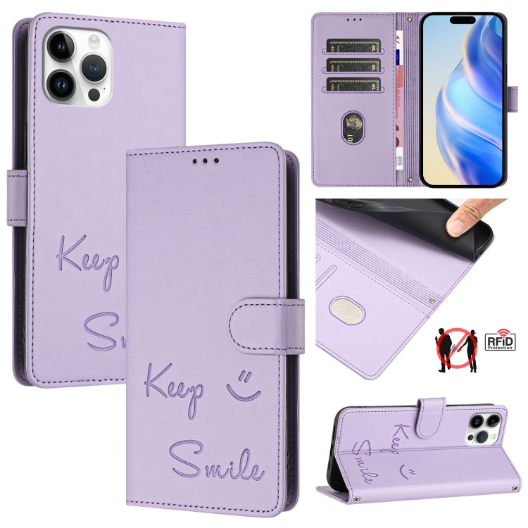 Smile Prägung RFID Leder-Handyhülle, Für iPhone 14 Pro Max, Für iPhone SE 2022 / 2020 / 8 / 7, Für iPhone 13 Pro Max, Für iPhone 13 Pro, Für iPhone 13 mini, Für iPhone 12 / 12 Pro, Für iPhone 12 Pro Max, Für iPhone 12 mini