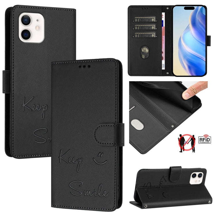 Smile Prägung RFID Leder-Handyhülle, Für iPhone 11 Pro Max, Für iPhone 11, Für iPhone 11 Pro, Für iPod Touch 7 / 6 / 5, Für iPhone X / XS, Für iPhone XR, Für iPhone XS Max, Für iPhone 8 Plus / 7 Plus