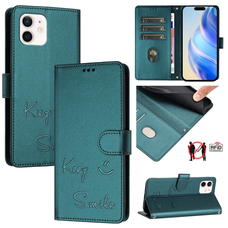 Smile Prägung RFID Leder-Handyhülle, Für iPhone 11 Pro Max, Für iPhone 11, Für iPhone 11 Pro, Für iPod Touch 7 / 6 / 5, Für iPhone X / XS, Für iPhone XR, Für iPhone XS Max, Für iPhone 8 Plus / 7 Plus