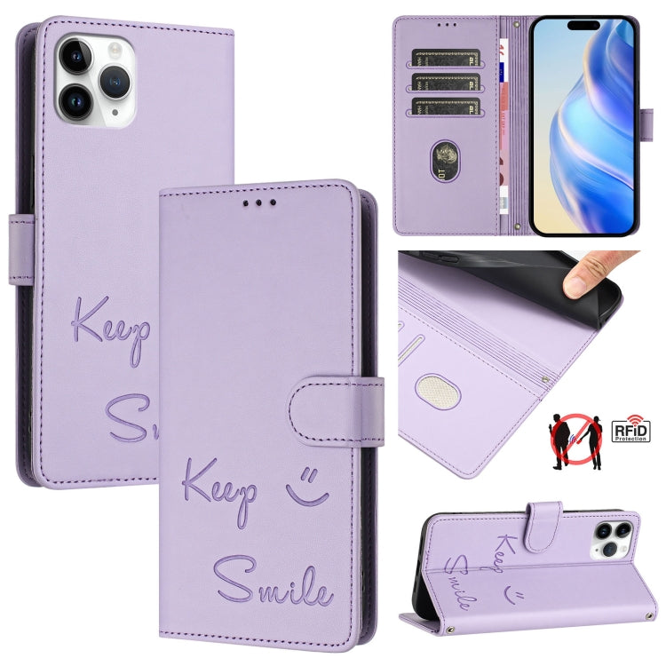 Smile Prägung RFID Leder-Handyhülle, Für iPhone 11 Pro Max, Für iPhone 11, Für iPhone 11 Pro, Für iPod Touch 7 / 6 / 5, Für iPhone X / XS, Für iPhone XR, Für iPhone XS Max, Für iPhone 8 Plus / 7 Plus