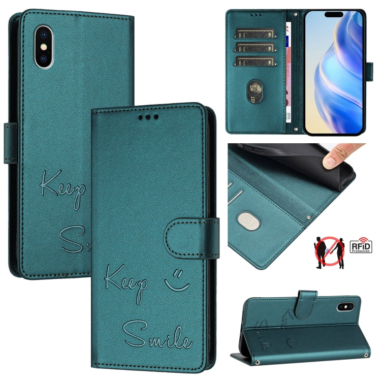 Smile Prägung RFID Leder-Handyhülle, Für iPhone 11 Pro Max, Für iPhone 11, Für iPhone 11 Pro, Für iPod Touch 7 / 6 / 5, Für iPhone X / XS, Für iPhone XR, Für iPhone XS Max, Für iPhone 8 Plus / 7 Plus