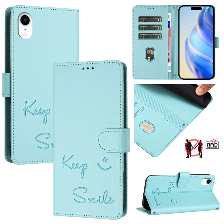 Smile Prägung RFID Leder-Handyhülle, Für iPhone 11 Pro Max, Für iPhone 11, Für iPhone 11 Pro, Für iPod Touch 7 / 6 / 5, Für iPhone X / XS, Für iPhone XR, Für iPhone XS Max, Für iPhone 8 Plus / 7 Plus